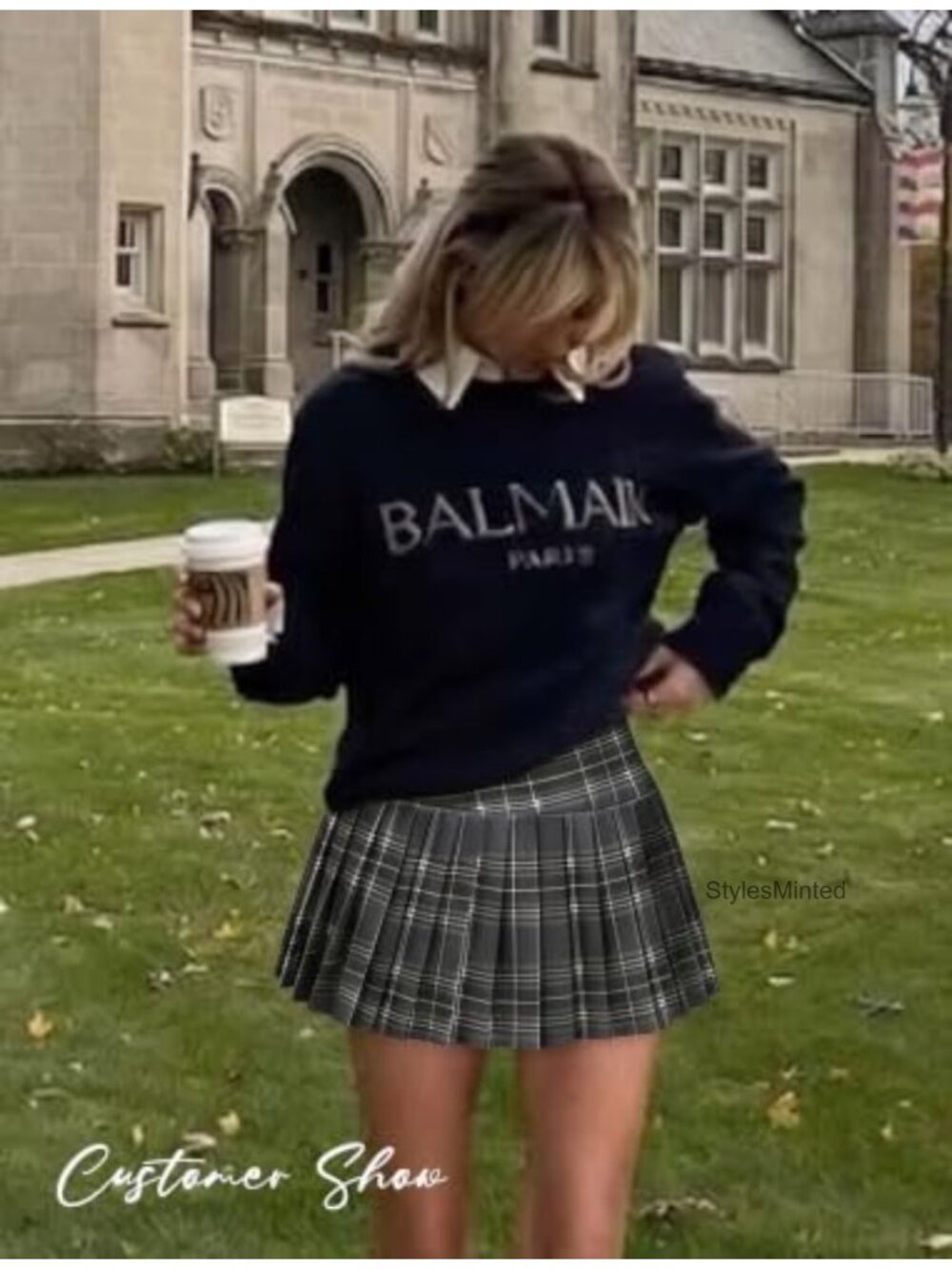 Pleated Mini Skirt Stretchy Polyester Spandex Schoolgirl Cosplay - Picture 3 of 4